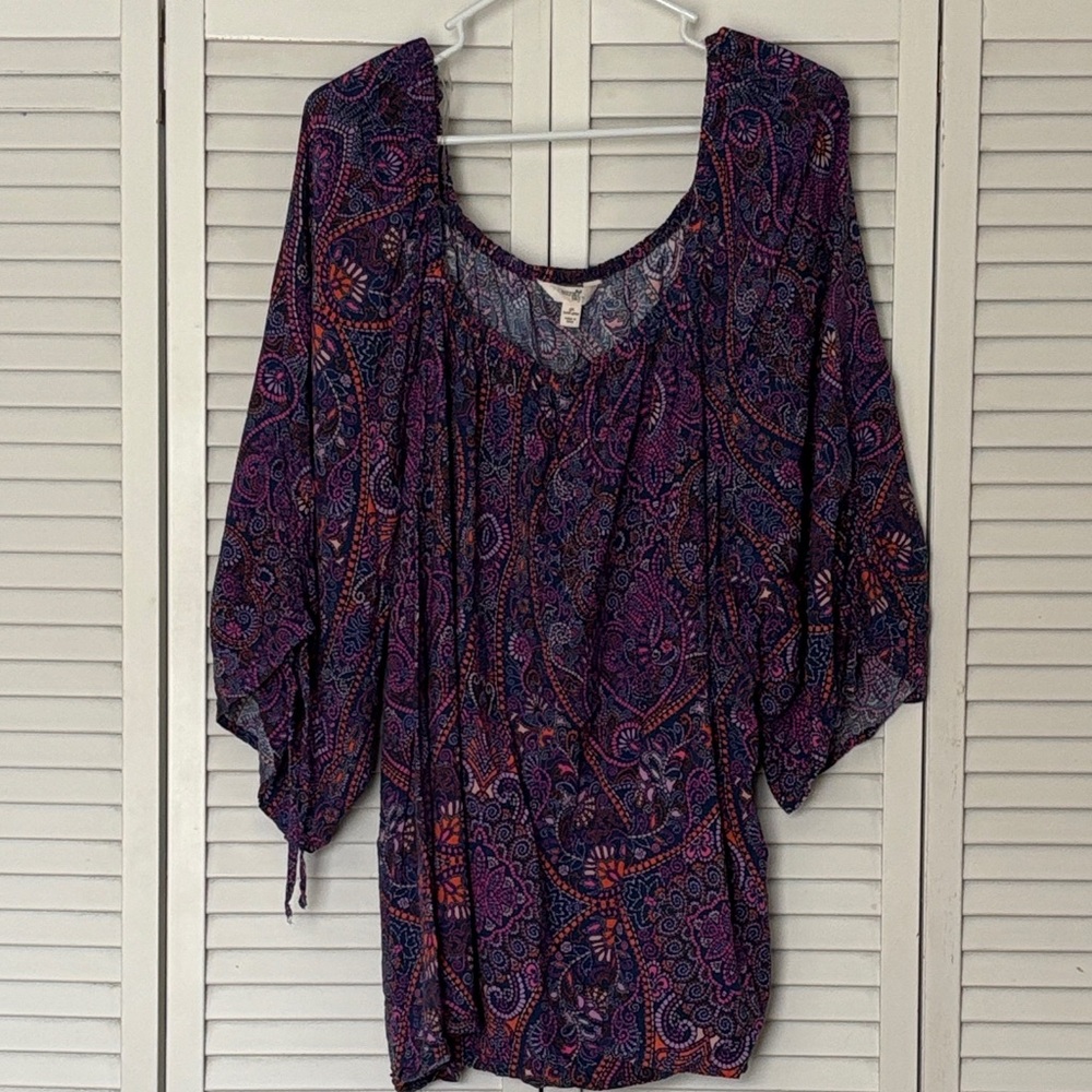 Terra & Sky Paisley Blouse in Purple and Orange
